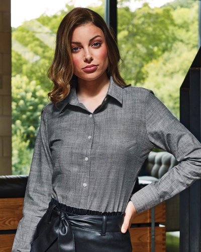 Women's Cotton Slub Chambray Long Sleeve Shirt
