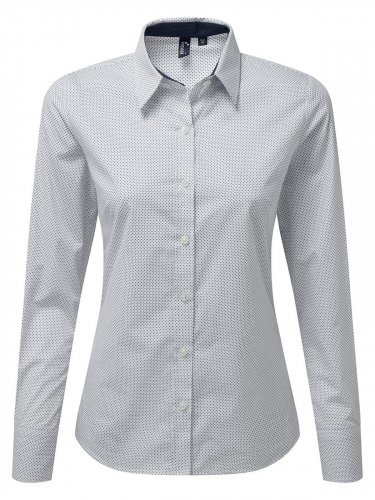 Women's Denim-Pindot Long Sleeve Shirt