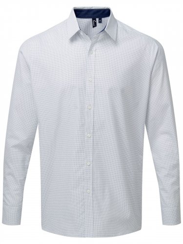 Men's Denim-Pindot Long Sleeve Shirt