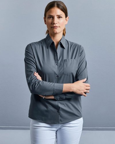 Camicia donna popeline maniche lunghe con taschino