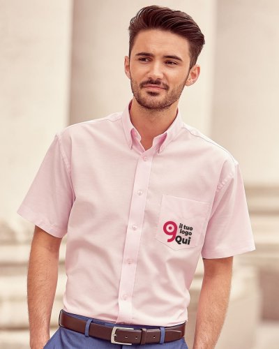 Camicia uomo Oxford base arrotondata maniche corte