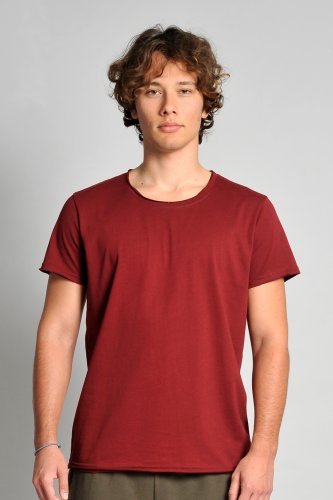 Camiseta cuello redondo manga corta corte vivo