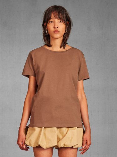 Camiseta de hombre de algodón, mangas de elastano, cuello redondo