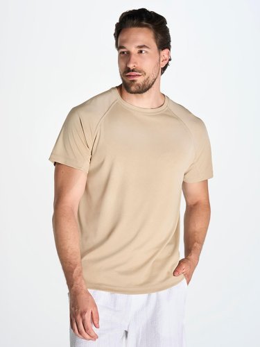 Camiseta deportiva de hombre en poliéster, manga corta raglán