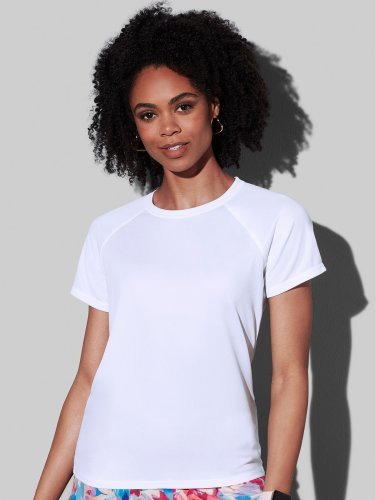 Camiseta mujer Active 140 Raglan de malla amarilla, ajuste regular