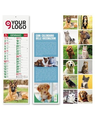Calendario Silhouette Cani e Gatti, 12 Fogli 14x47 cm