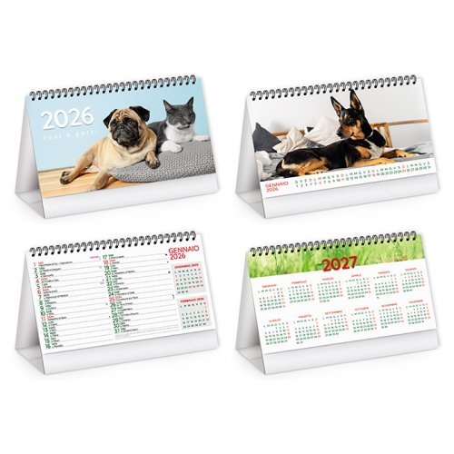 Calendario spiralato da tavolo Cani e Gatti