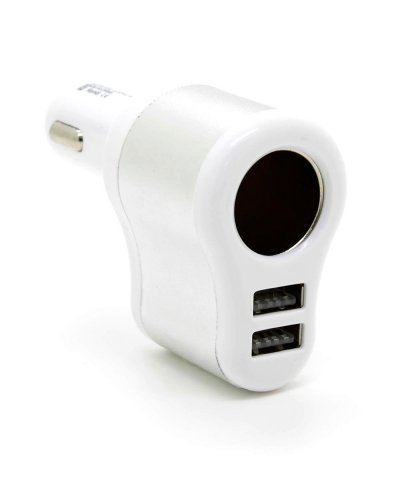 Cargador de coche USB negro 3 puertos carga rápida
