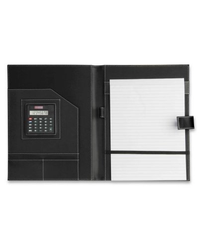 Cartella portablocco con calcolatrice a 8 cifre dual power