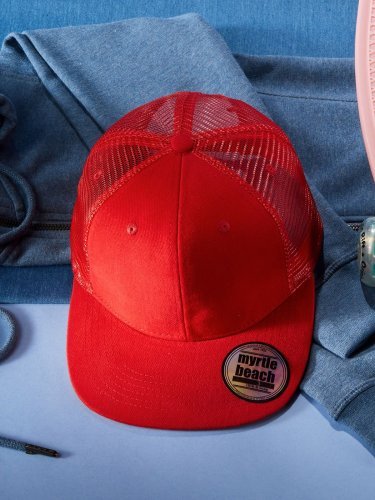 Casquette Snapback 6 Panneaux Maille Visière Plate -