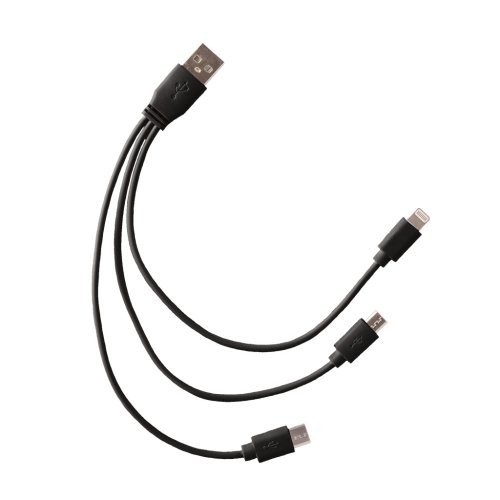 Cavetto 3 in 1, 24cm, Lightning/USB-C/Micro USB