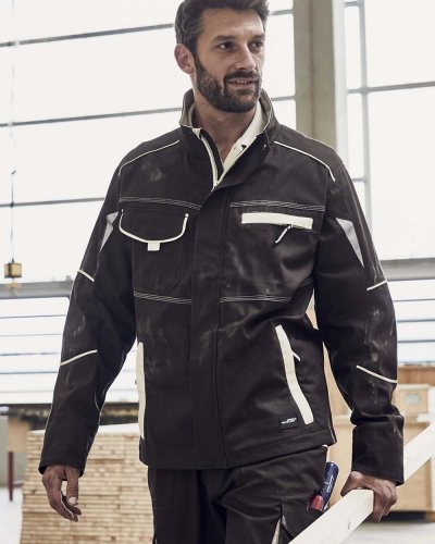 Chaqueta de trabajo Negro/Verde Lima Algodón Stretch 250g/m² XS