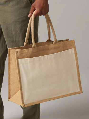 Comprador de yute con bolsillo de algodón