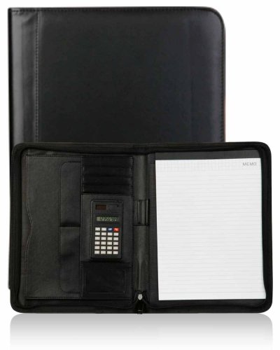 Conferencier porte bloc en format a4, avec bloc-notes, calculette 8 ch