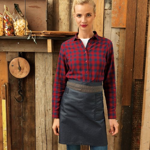 Division Waxed Look Denim Waist Apron