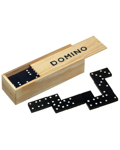 DOMINO de madera con estuche, 28 fichas - tamaño 14,5x4,9 cm