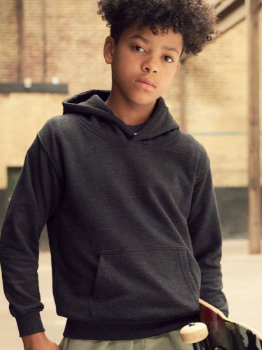 Felpa Kids: cotone, doppio strato, senza cordoncino