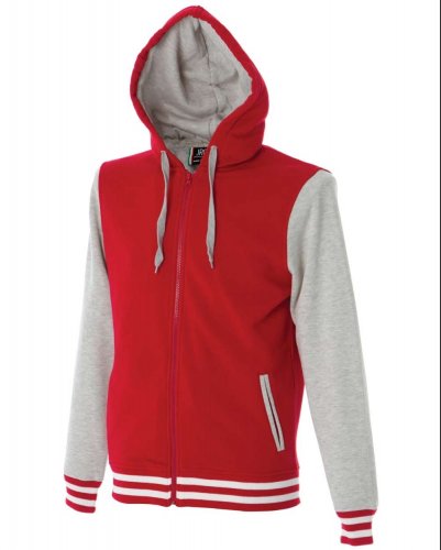 Felpa college con cappucio e zip