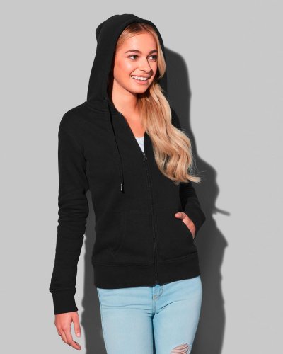 Felpa donna con zip e cappuccio