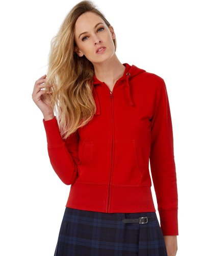 Felpa donna french terry con cappuccio e cerniera