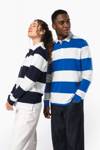 Gestreiftes polohemd mit langen Ärmeln, unisex