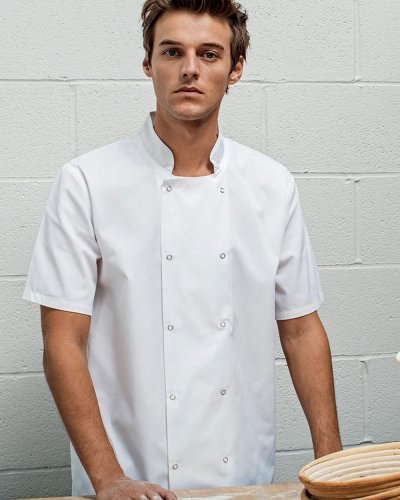 Studded Front Shorts Sleeve Chef's Jacket
