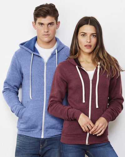 Giacca Unisex Triblend con cappuccio e cerniera intera
