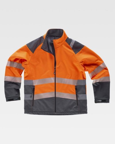 Giacca Workshell alta visibilità combinata su spalle
