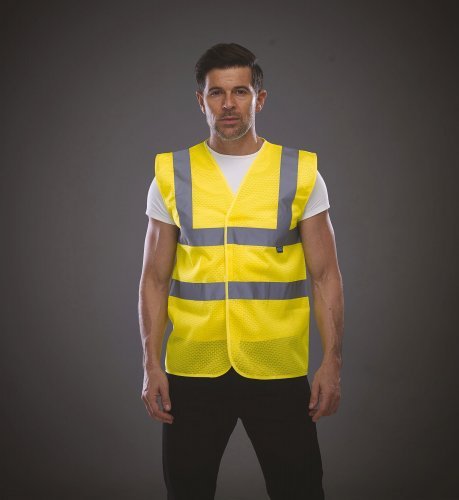 Gilet alta visibilità in maglia traforata riciclata