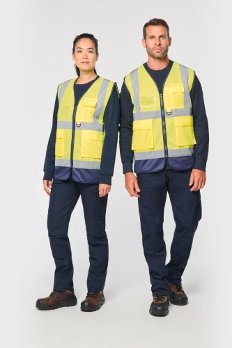 Gilet di sicurezza hi-viz riciclato con cerniera