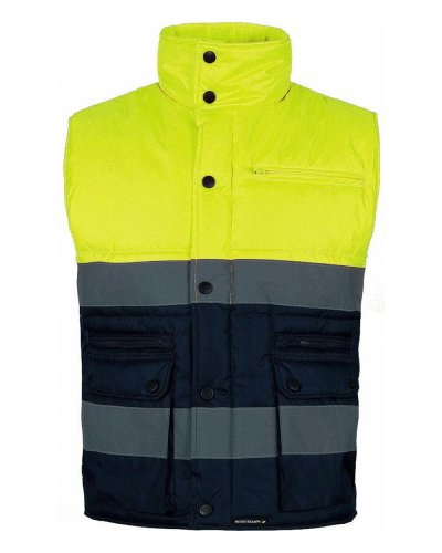 Gilet imbottito certificato alta visibilità tasca sul petto