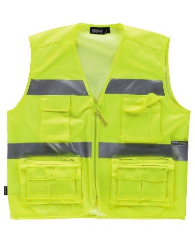 Gilet multitasche alta visibilità con bande riflettenti
