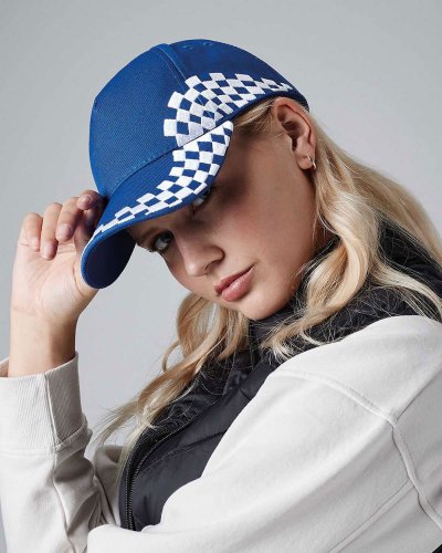 Gorra Grand Prix de 5 paneles de algodón bordado, ajustable