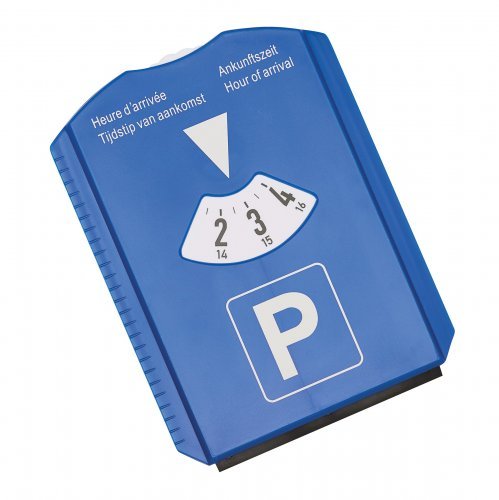 Gratta-ghiaccio ARRIVAL blu con disco orario integrato, plastica