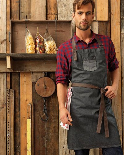 Division Waxed Look Denim With Faux Leather ather