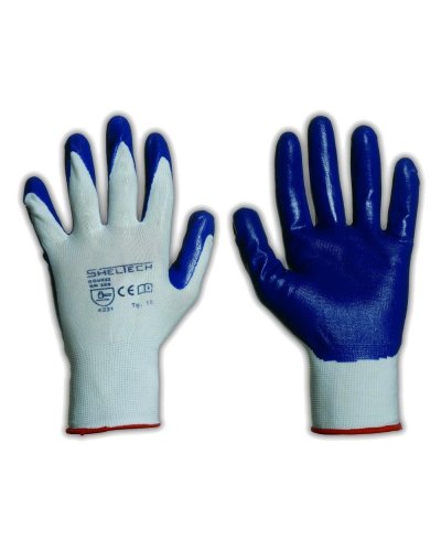Guante de nailon blanco/nitrilo azulina royal