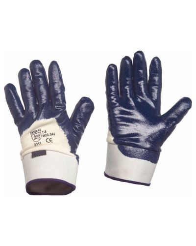 Guantes de nitrilo azul EN 388, dorso de algodón, seguridad laboral