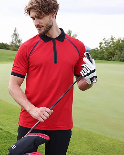 Herren Zip-Polo mit atmungsaktivem YKK-Reißverschluss