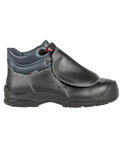 Impact UK Zapatos de Seguridad S1P en Cuero Negro con Protección Metat