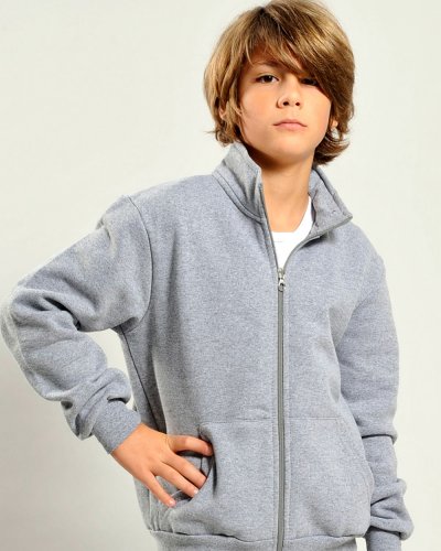 Aktiver Kinderpullover mit langem Reißverschluss, aus Baumwolle, regul