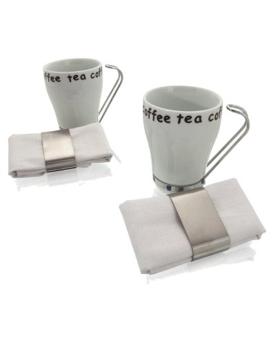 Juego de 2 tazas de cerámica blanca Milar con asa ergonómica