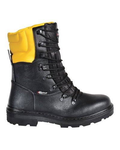 Kettensägen Schnittschutzstiefel Woodsman Bis in Schwarz, Leder, EN203