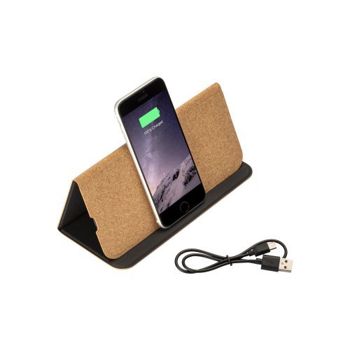 Kork-mousepad und handyhalter, mit kabellosem ladegerät