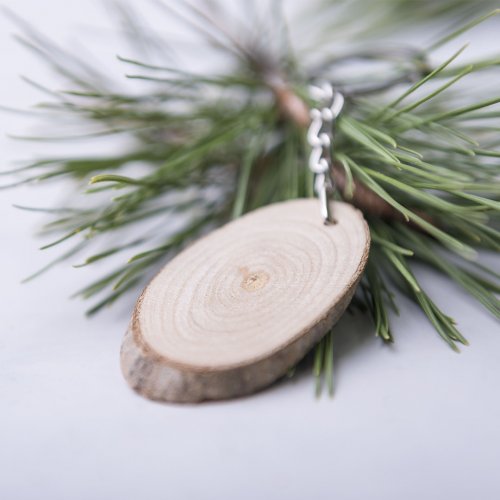 Llavero Selton de madera de haya natural ovalado o redondo 8gr