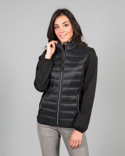 Lovanio Lady Chaqueta impermeable de nailon softshell acolchada en neg