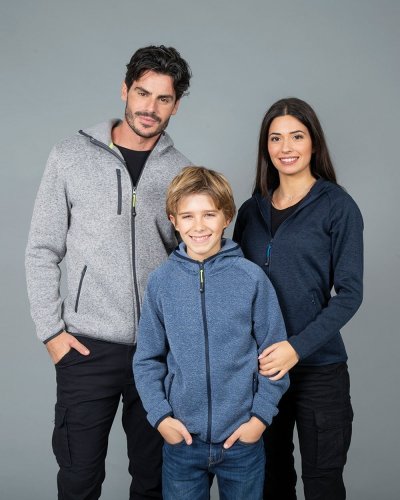 Maglia con cappuccio in knitted fleece Quebec boy