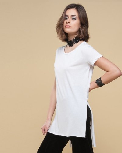 Maglia modal back longer scollatura tonda