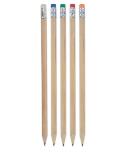 Matita in legno naturale con gomma colorata