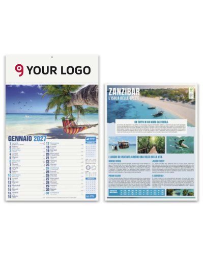 Calendario Mensile Mete da Sogno 29x47cm illustrato 12 mesi