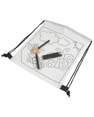 Mini zaino colorabile in TNT con pastelli